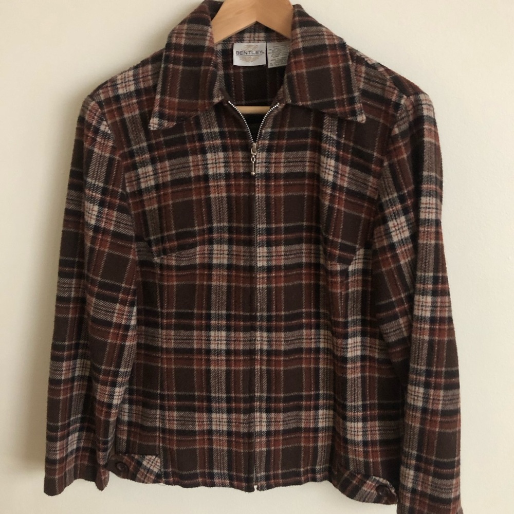 Vintage Plaid Flannel Zip Up - Small / Medium